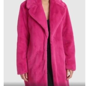 Avec Les Filles- pink fuchsia faux fur coat size large